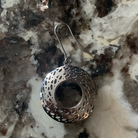 Vintage Stainless Steel Boho Dangle Earrings, Lightweight - Picture 3 of 5